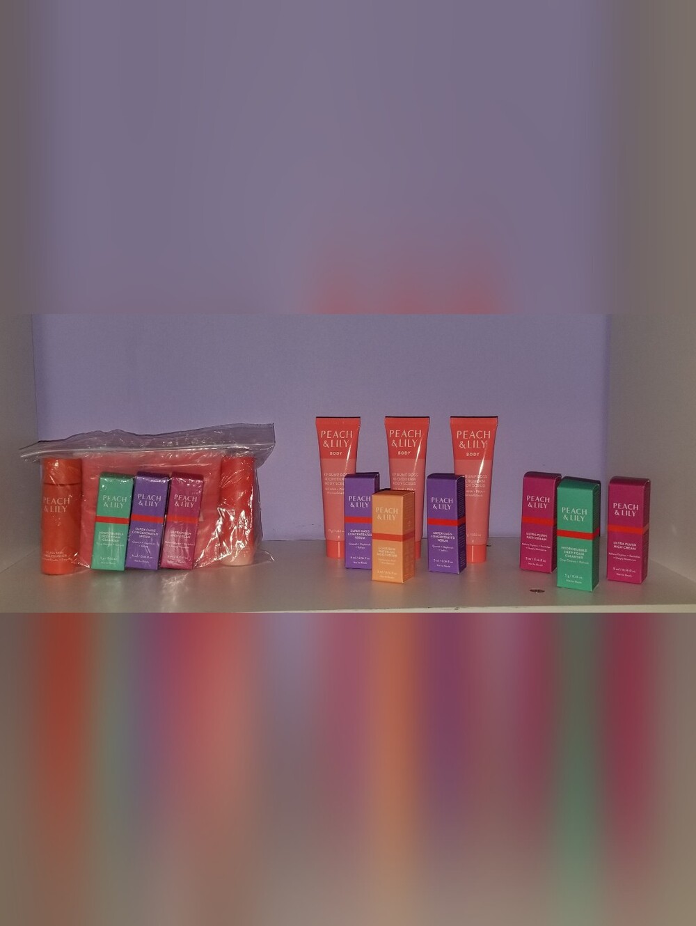 Peach&Lily Set-Cleansr/Serum/Crm/Retinl Serm/Fce Polish/2 Spa Wristbands & MORE!
